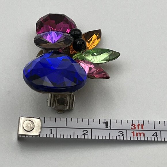 Esq Capade by Joni Clip On Earrings Colorful Glass Stones Floral Design Signed - Picture 5 of 5